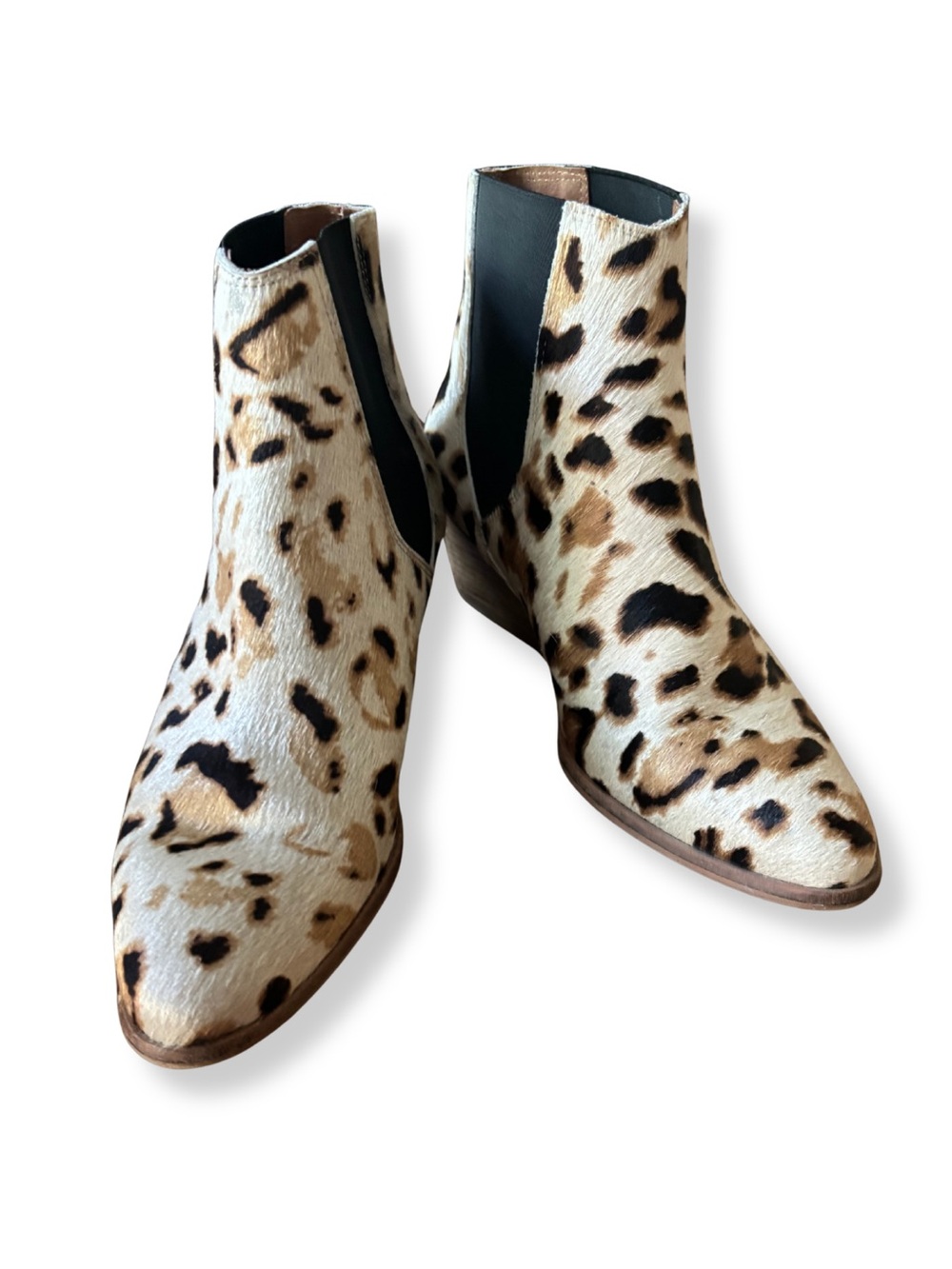 Ted & Muffy Leopard Calf Hair Chelsea Ankle Boots EU 41 Animal Print